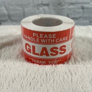 Fragile Glass Stickers 2×3 Inch Shipping Label Handle w Care- 300 Per Roll NEW